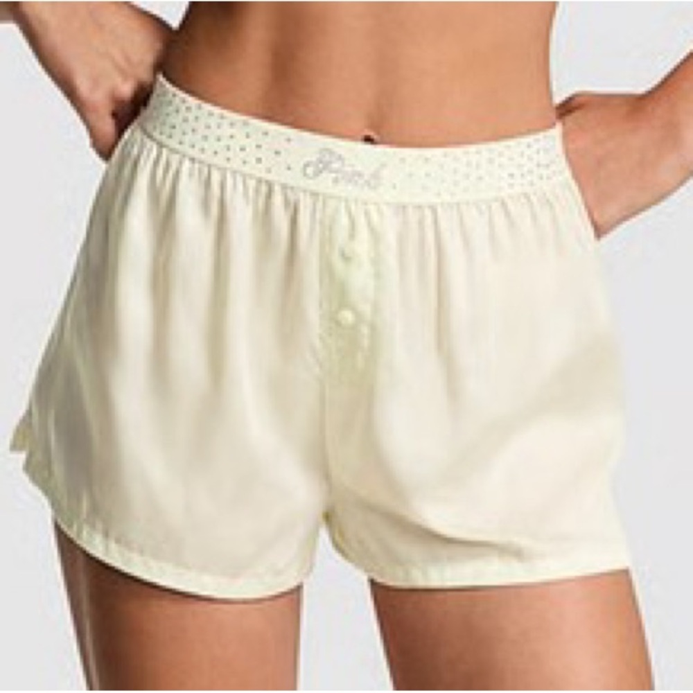 PINK Victoria's Secret Light Cream Pajama Shorts